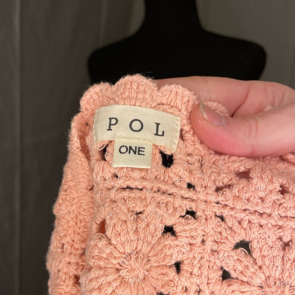 NWOT Anthropologie POL Pink Crochet Floral Crop Top - Picture 7 of 9